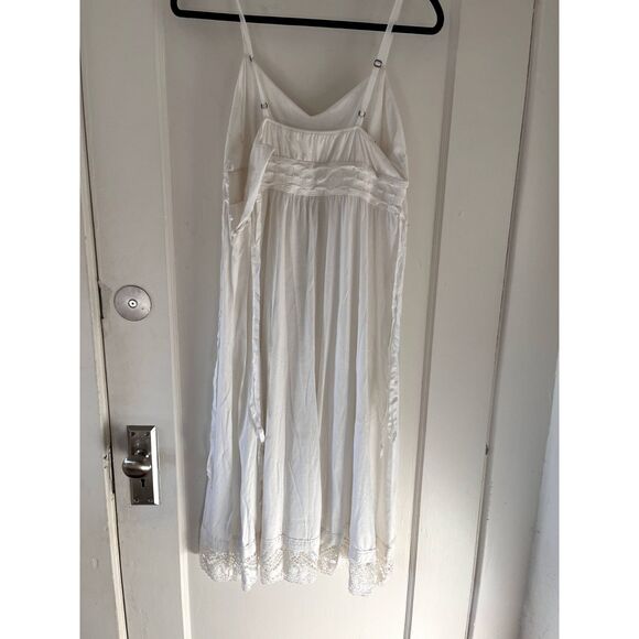 NWT Theory White Lace Up Summer Breezy Knee Length Dress Cotton Sundress Medium - Picture 2 of 6